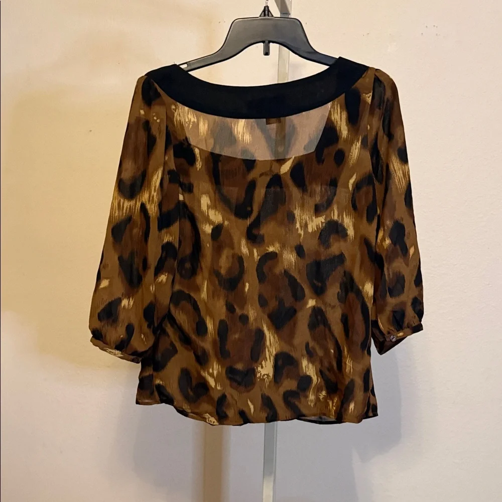 Ninety Brown and Black Leopard-Print Chiffon Blouse - Picture 5 of 5
